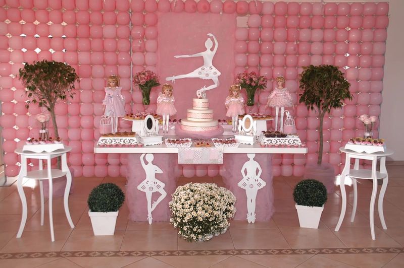 Resultado de imagem para decoração festa bailarina marrom e rosa