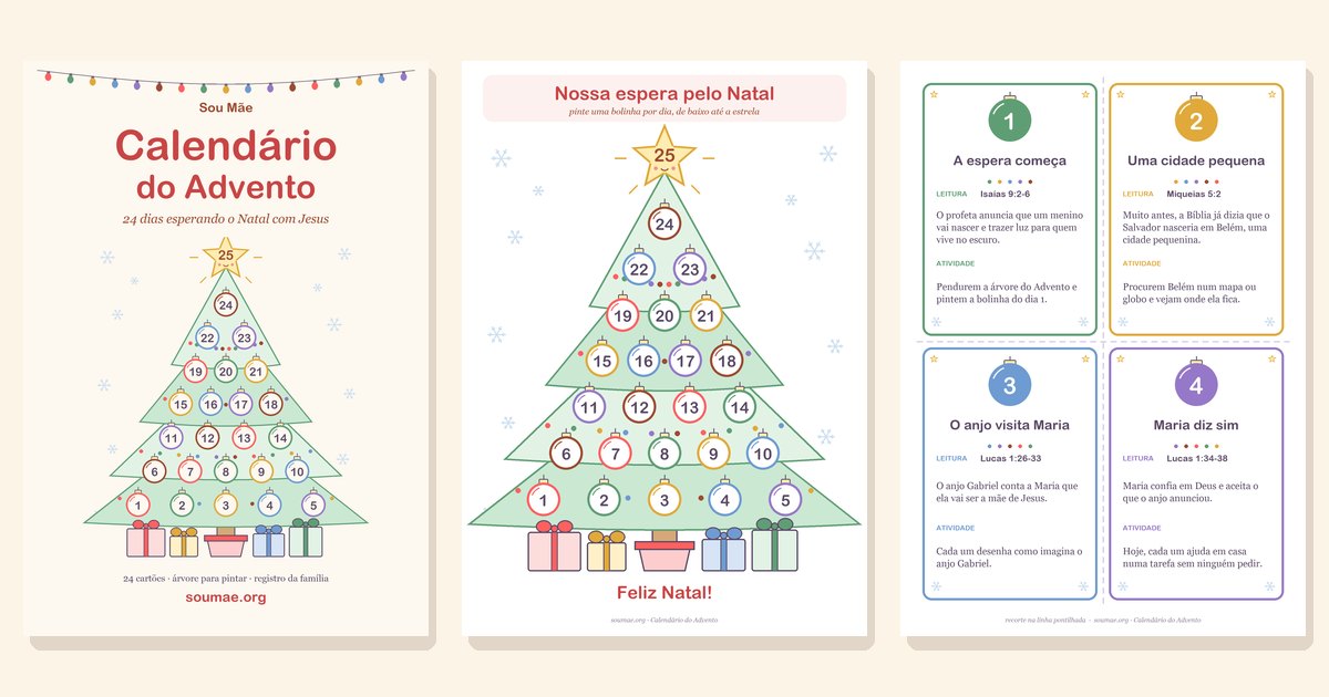 Calendário do Advento Infantil para Imprimir: 24 Dias até o Natal (PDF Grátis)