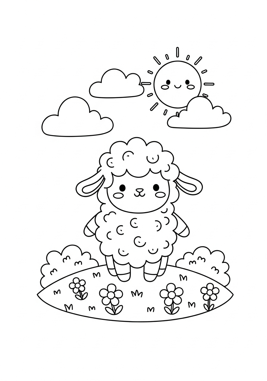 Desenho bíblico fofo para colorir: a ovelha perdida