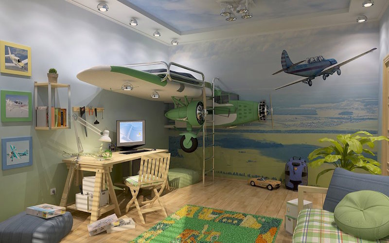 quarto-infantil-aviões-verde