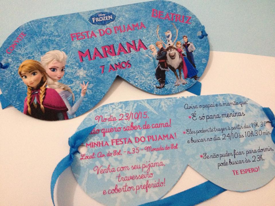 convite festa do pijama frozen