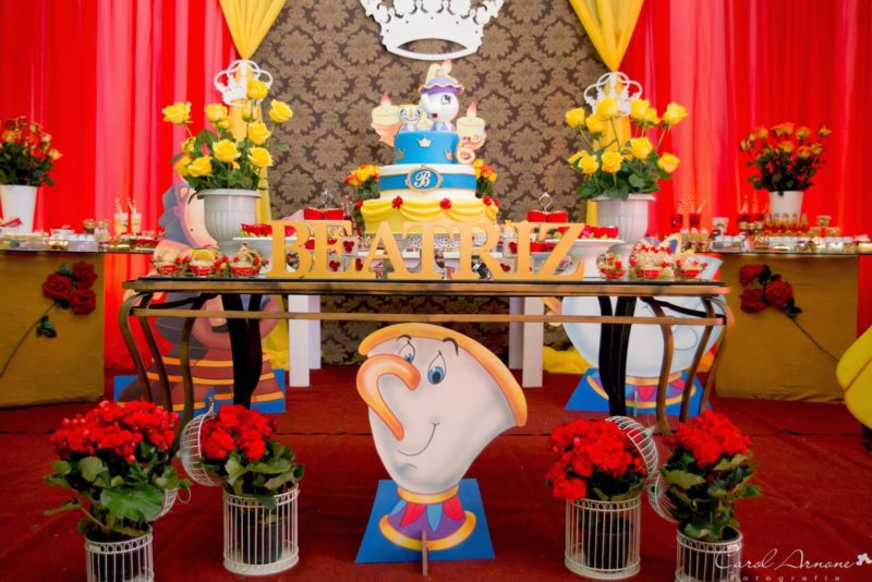 decoração festa infantil a bela e a fera