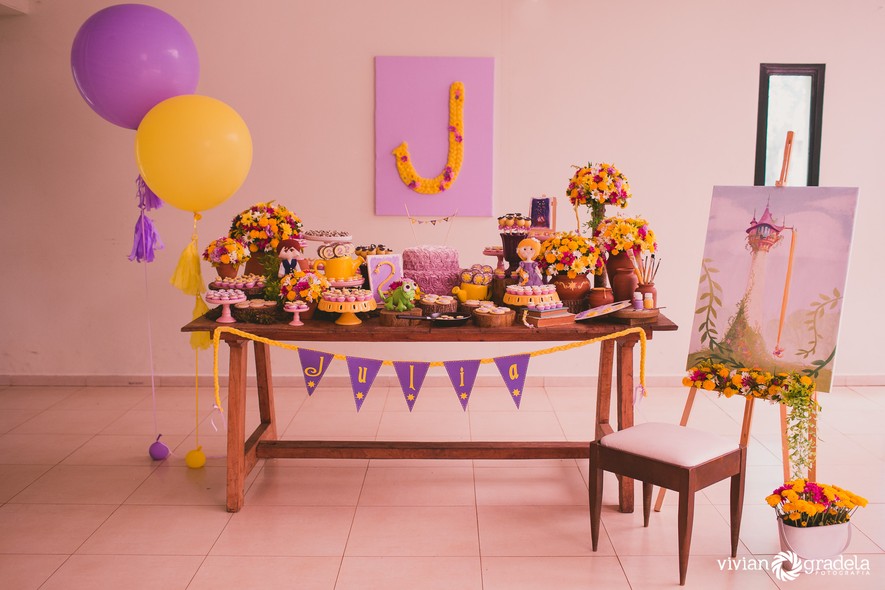 decoração de festa infantil Rapunzel