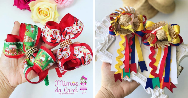 festa junina laços de cabelo