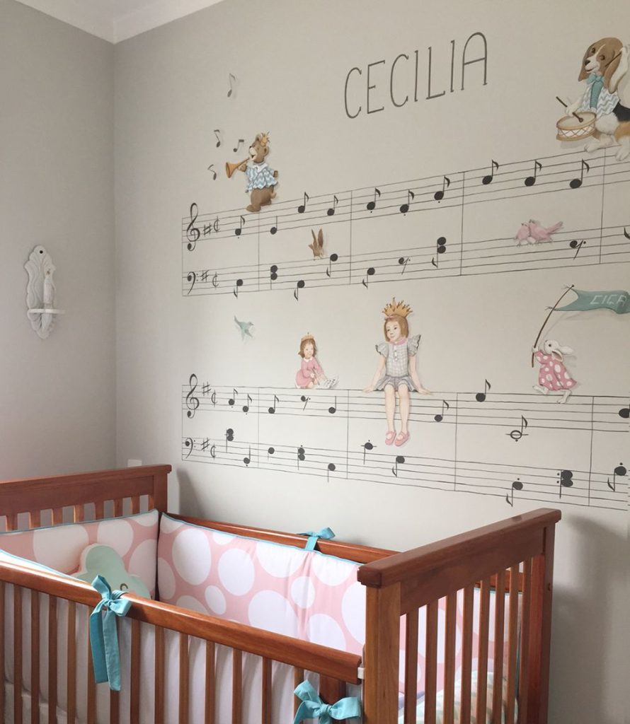música como decoração de quarto infantil