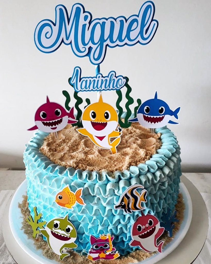bolo temático Decoração Baby Shark